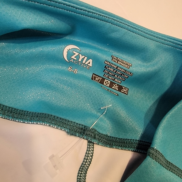 Zyia Active Venom Teal White Ombre Workout Leggings Light Shimmer 7/8 Size 6-8 - Picture 9 of 14